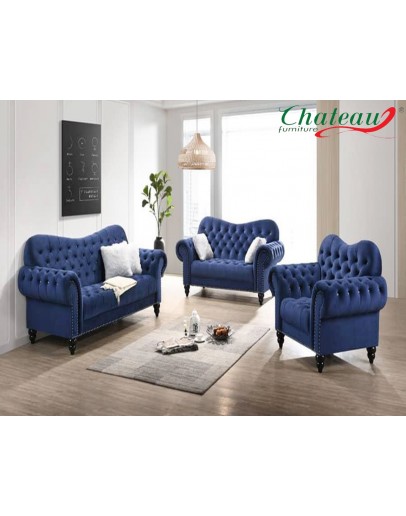 1 + 2 + 3 Seater High Quality Premium Chesterfield Sofa (Blue)